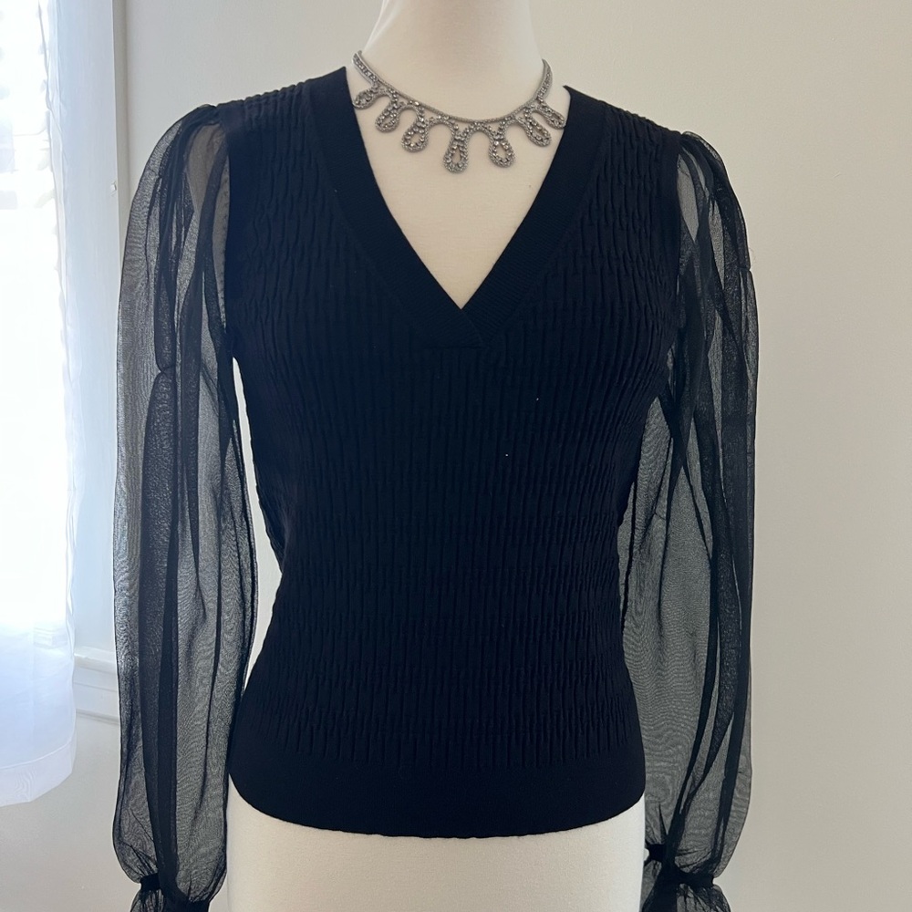 Black top with Sheer Sleeves by Maeve